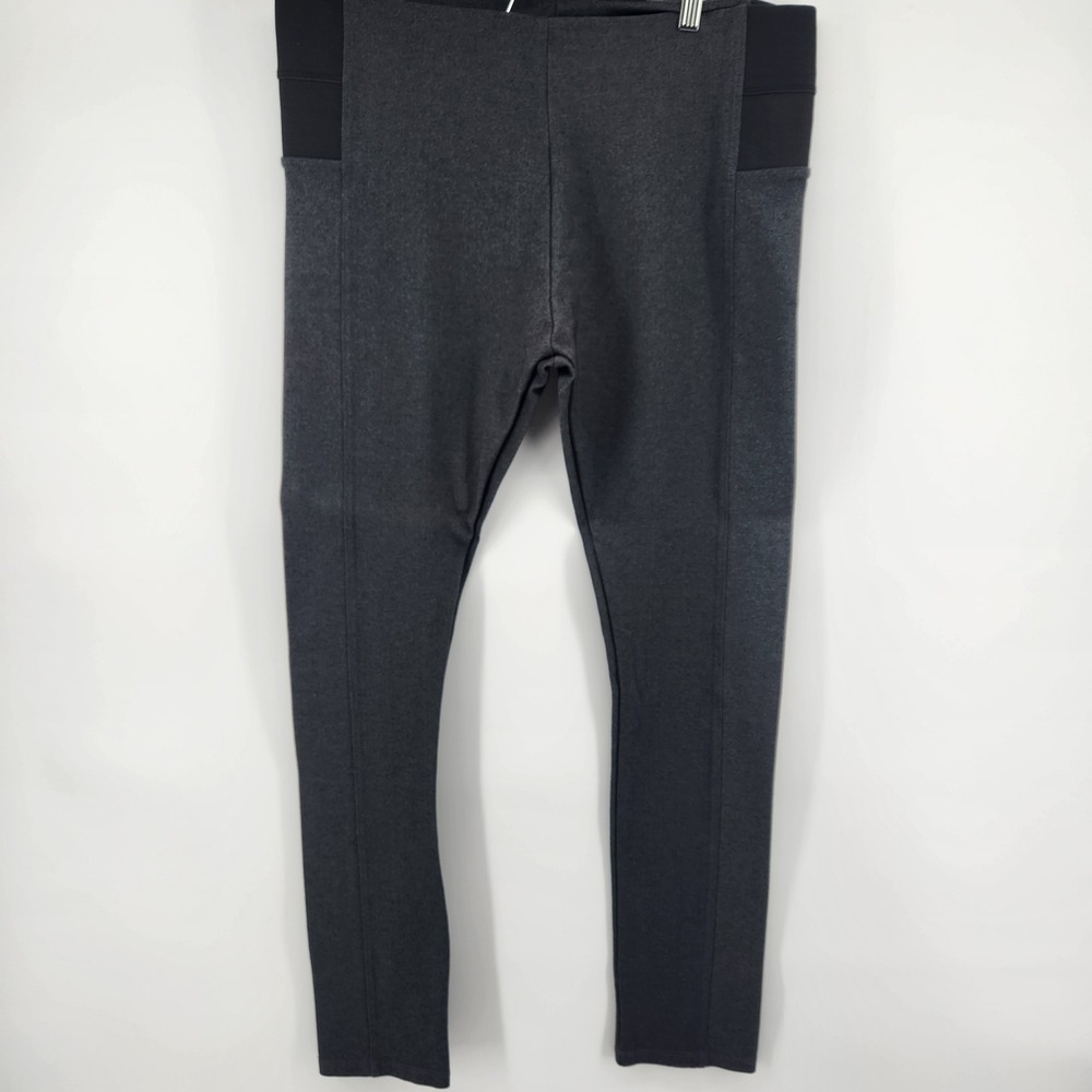 Charcoal Heather Gray Elastic Waist Leggings with Ribbed Side Panels 3XL